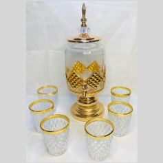 Ensemble fontaine et 6 verres coupes